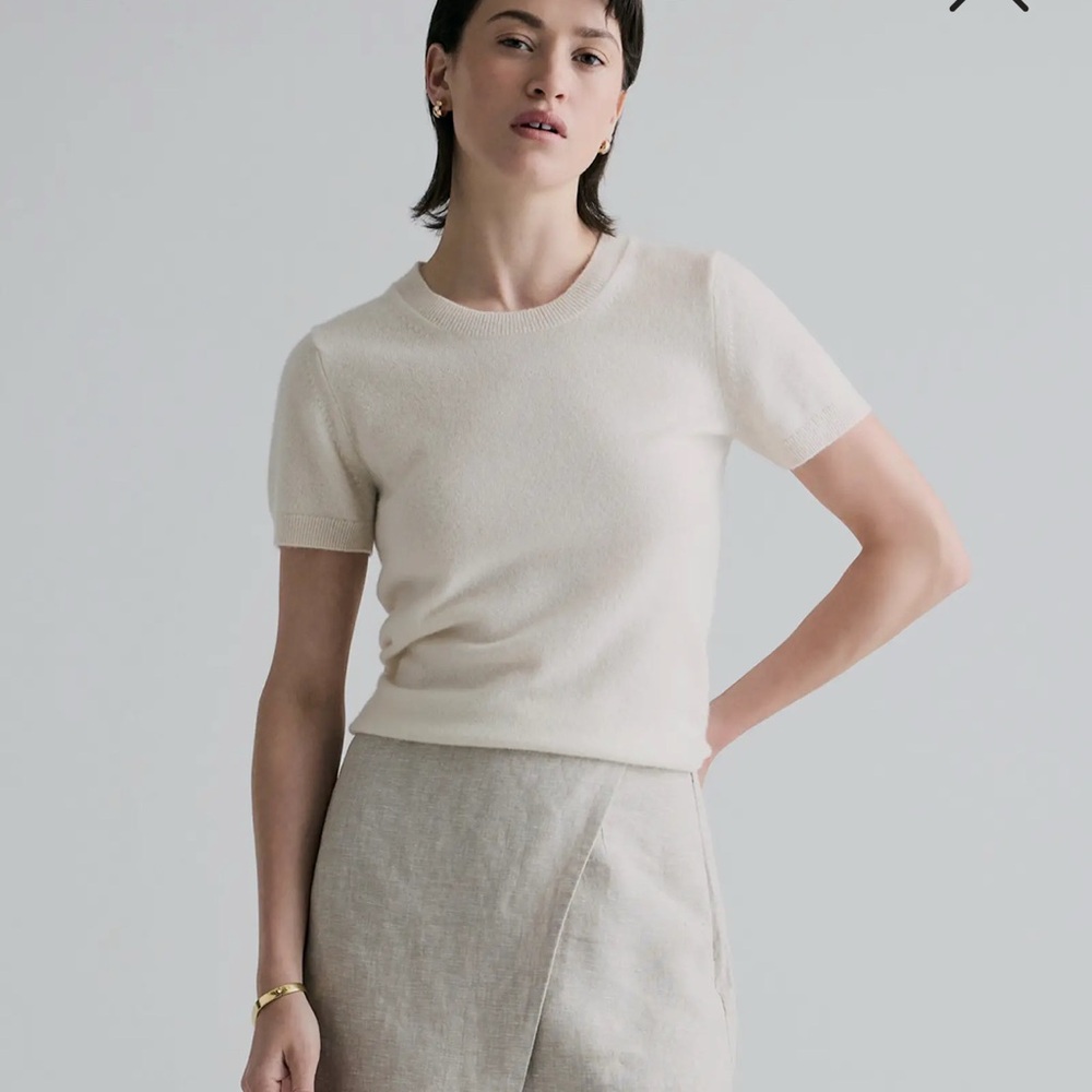 Quince Mongolian Cashmere Tee in Ivory